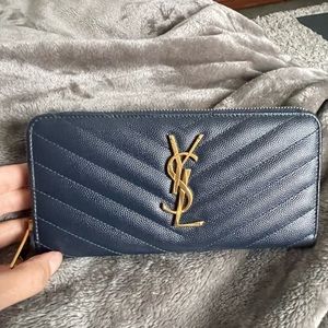 SOLD Blue Monogram Matelassé Leather Zip-Around Wallet